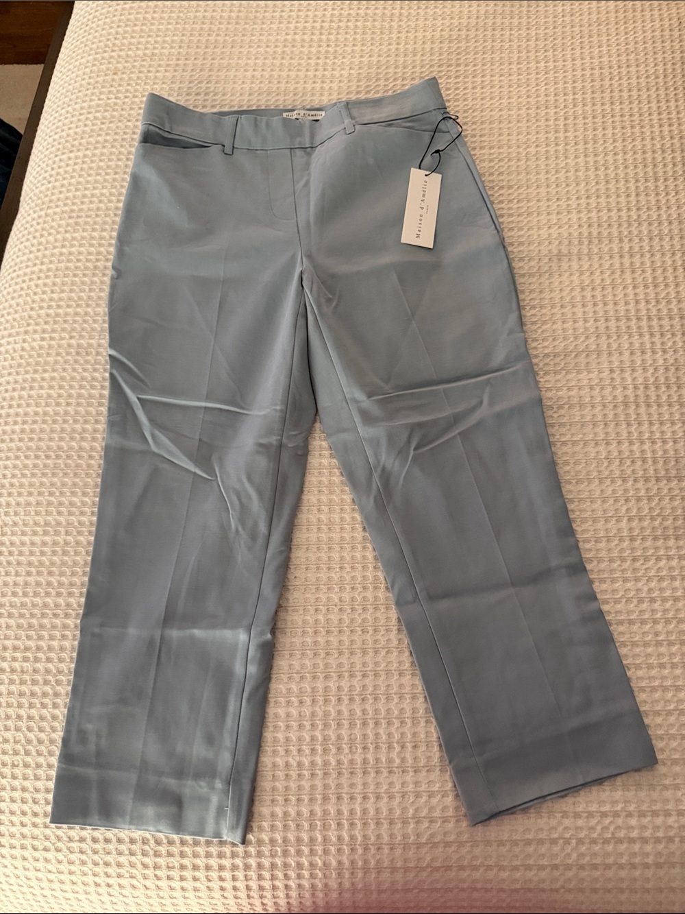 Women's Light Blue Cropped Dress Pants - Picture 1 of 6